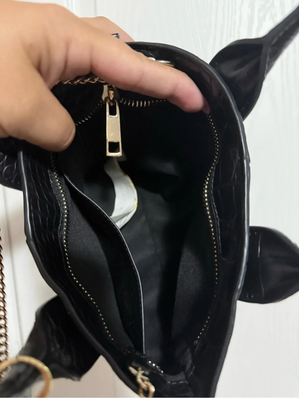 Zara Black Croc-Effect Small Tote